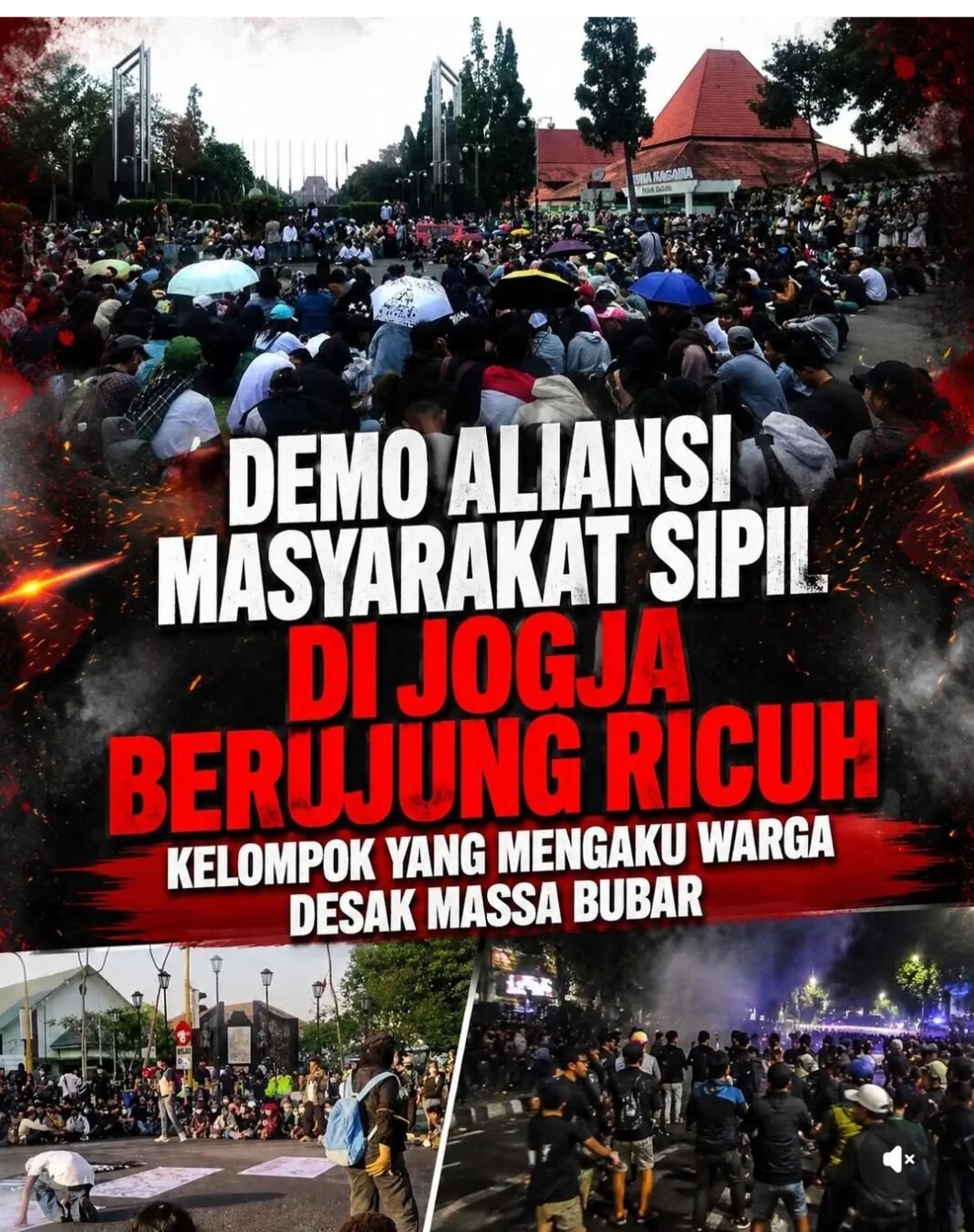 DEMO ALIANSI MASYARAKAT SIPIL DI JOGJA BERUJUNG RICUH, KELOMPOK YANG MENGAKU WARGA DESAK MASSA BUBAR
