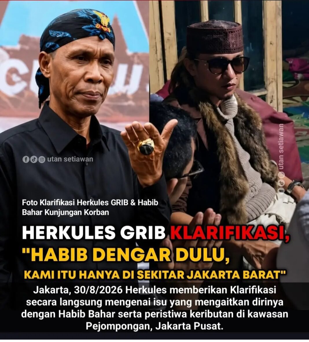 HABIB BAHAR TANTANG HERCULES SIAP TEMPUR DENGAN MASA GRIB,APA RRSPON HERCULES GRIB. KAMI HANYA DI JAKARTA BARAT.